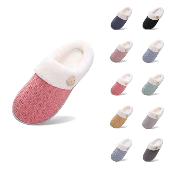 Fluffy Slippers for Women Slip On Soft Winter House Slides Ladies Fashion Winter Insulation Closed Toe Flat Bottom Soft Slippers