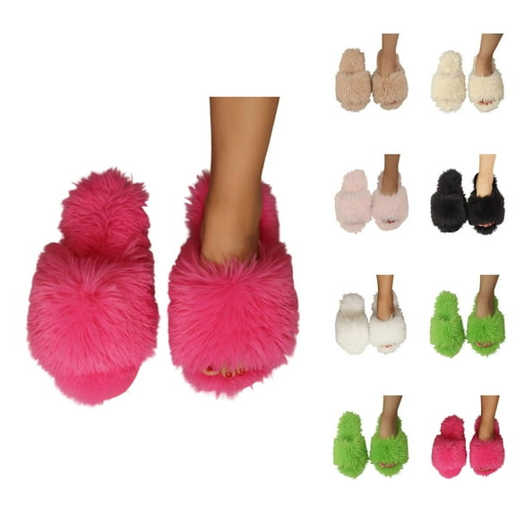 Fluffy Slippers for Women Warm Non Slip Cozy Home Slides Women's Slippers Winter Indoor Cozy Shoes With Sole For Home Comfort And Warmth
