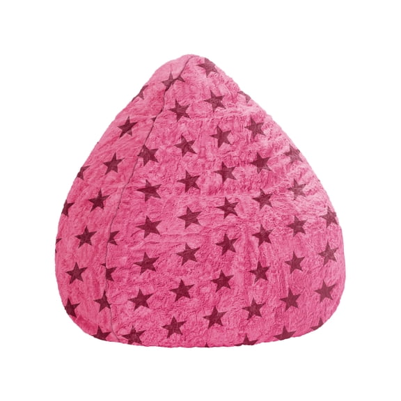 Fluffy Star Pattern Bean Bag Chair Pink Polyester 70x110 cm