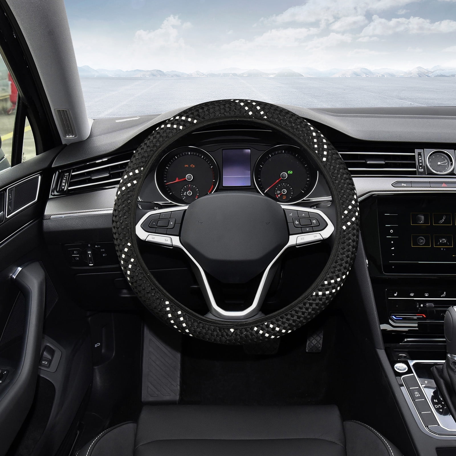 Fluffy Steering Wheel Cover Bling Rhinestone Plush Steering Wheel Cover