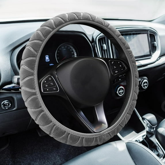 Fluffy Steering Wheel Cover, Car Wheel Cover, 15'' Soft Steering Wheel Protector, Elastic Long Microfiber Plush Steering Wheel Cover Interior Decoration Universal for Men Women