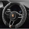 thumbnail image 1 of Fluffy Steering Wheel Cover Soft, Short Plush Gray Steering Wheel Cover for Men and Women with Universal 14.5-15 Inch, 1 of 9