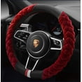 thumbnail image 1 of Fluffy Steering Wheel Cover Soft, Short Plush Red Steering Wheel Cover for Men and Women with Universal 14.5-15 Inch, 1 of 9