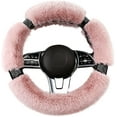 thumbnail image 1 of Fluffy Steering Wheel Cover for Women with Bling Crystal Diamond, Warm & Anti-Slip Plush Fur, Universal Fit for 14.5-15 Inch Steering Wheels, 1 of 10