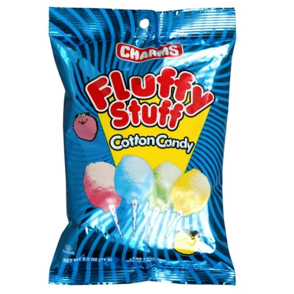 Fluffy Stuff Cotton Candy, 2.5-Ounce Bags (Pack of 12)- Delicious, Fresh and Multi-Flavor Cotton Candy