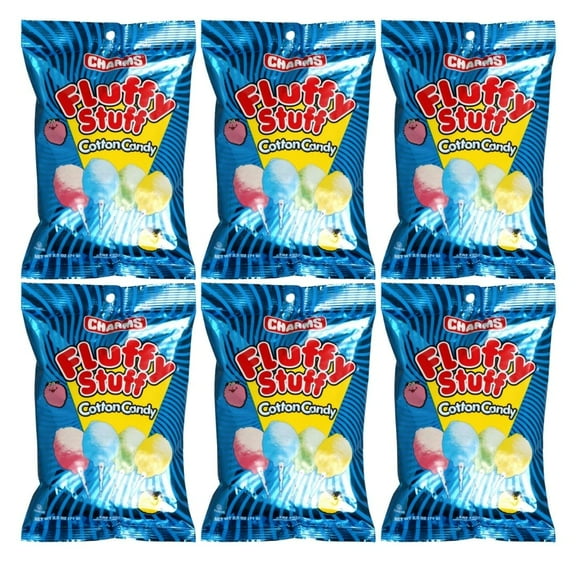 Fluffy Stuff Cotton Candy 2.5-Ounce Bags Pack of 6 Fat-Free and Sodium-Free Great for Snacks Birthday Holiday Candies Party Favor