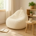 thumbnail image 1 of Fluffy Stuffed Animal Storage Bean Bag Chair Cover (No Filler) Comfy Bean Bag Cover Without Filling or Home Bedroom Decor Organizing Plush Doll Textile Holder(White,L), 1 of 5