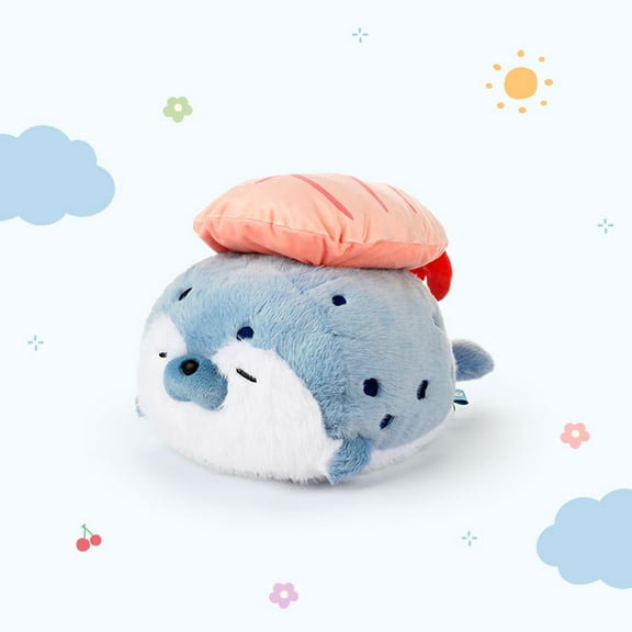 Fluffy Sushi Seal Stuffed Animal Plush Pillow, Cute Seal Plush Toy, Seal Plushies, Chubby Stuffed Animal