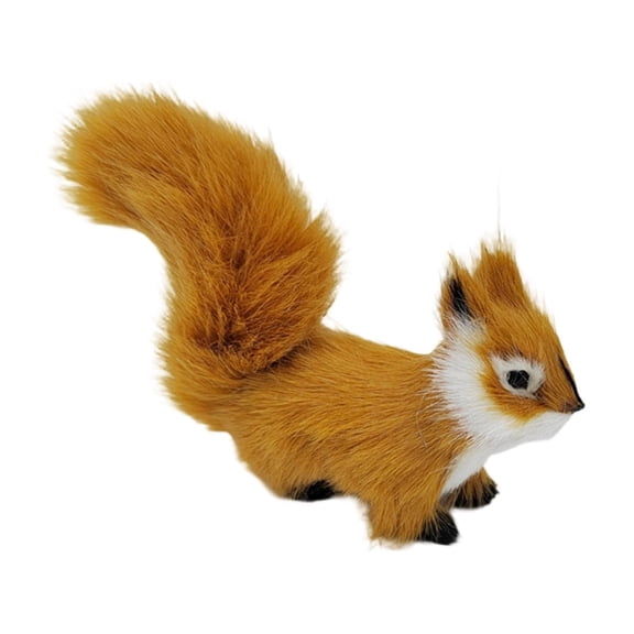 Fluffy Tail Plush Simulation Squirrel Stuffed Ornament, Cute Realistic Animal Plush Gift For Nature Lovers Home Desktop Sofa Decor 3 Inch Brown