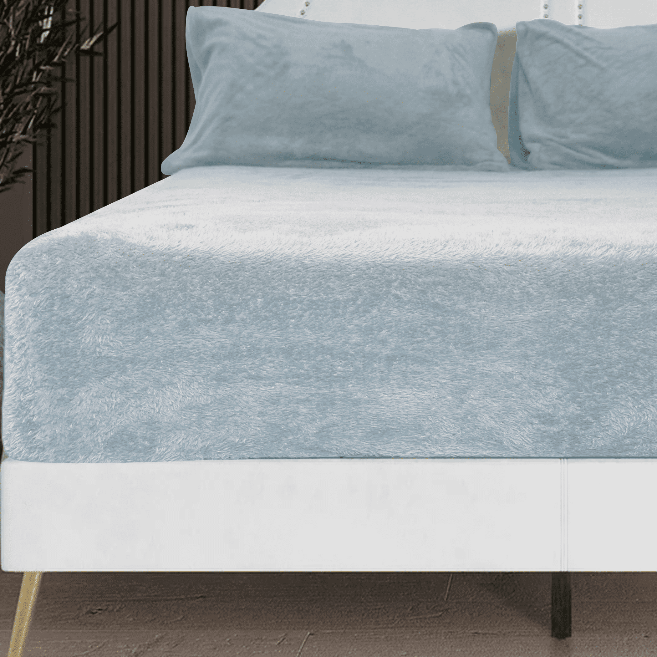 Comfy Teddy Fleece Full Fitted Sheet Set Soft Microfleece 1 Deep Pocket Sheet 2 Pillowcases Ash Grey Walmart