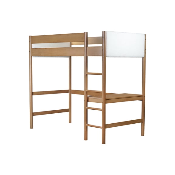 Fluffy Teddy Fleece Fabric, Ample Underbed Headroom - Twin Loft Bed with Desk for Relaxing