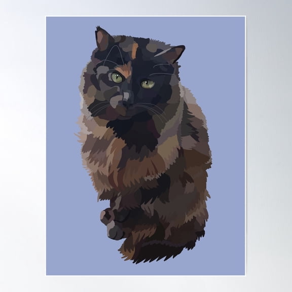Fluffy Tortoiseshell Poster Wall Art, Modern Wall Decor For Living Room Bedroom, 8x12 UNFRAMED