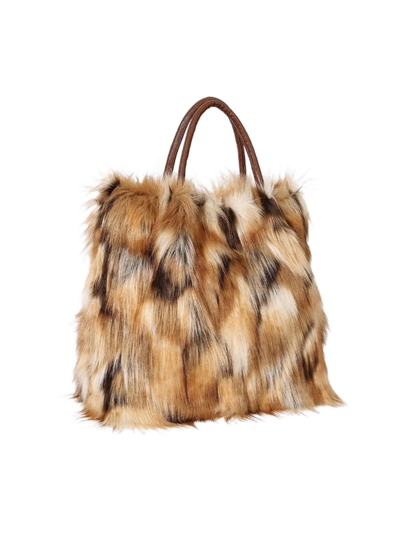 Fluffy Tote Bag Casual Vacation Winter Furry Shoulder Bag, for Women Ladies Wives Mothers Commuting Office Dating Parties Travel Concerts Events(lxf)