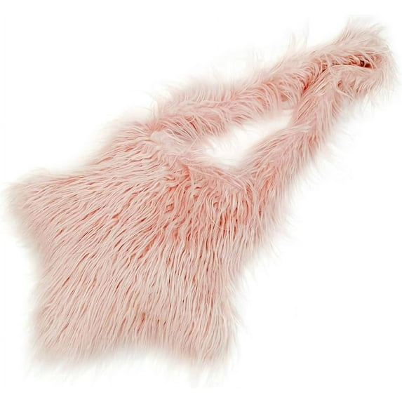 Fluffy Tote Bag Faux Fur Crossbody Bag Purse Y2K Shoulder Bag Furry Purse Star Shaped Bag for Women
