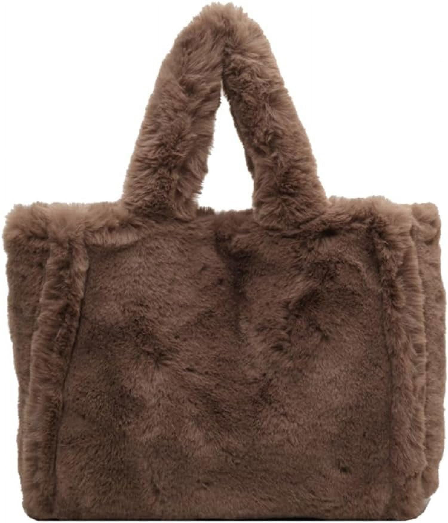 [near by us) fluffy bong bong bag 3 サイズ Fluffy Tote Bag Faux Fur Hobo Bag Purse Plush Handbag Furry Purse