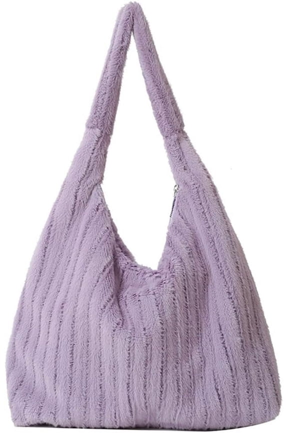 Fluffy Tote Bag Underarm Bag Shoulder Bag Furry Plush Underarm Handbag for Ladies Girls Women Autumn Winter