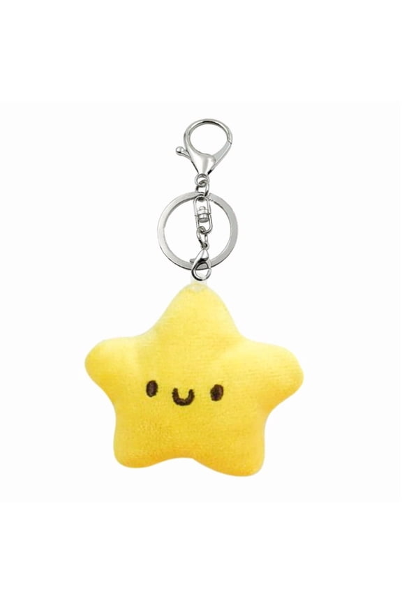 Fluffy Toy Cute Star Plush Toy Doll Keychain Backpack Purse Bag Pendant Adorable Squeak Stuffed Doll Gift for Kids Girls