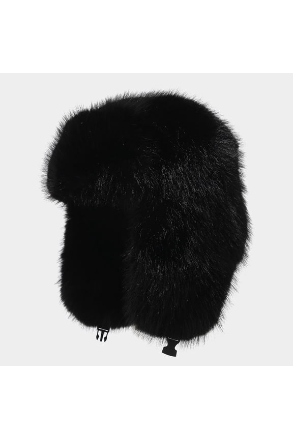 Fluffy Trapper Hat for Women Winter Faux Fox Fur Windproof Warm Ear Flap Hat