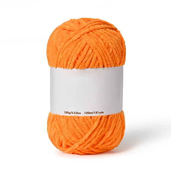 Fluffy Velvet Yarn for Crocheting, Chunky Chenille Yarn, Soft Fuzzy Puzzle Yarn for Knitting, Bulky Thick Yarn for Blankets, Amigurumi, Scarves, Hats, Sweaters, Home Decor, Orange