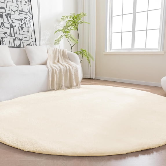 Fluffy Rug Rectangle Fluffy Washable Round Area Rug, Soft Circle Shaggy Carpet for Living ...