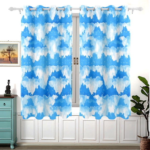 Fluffy White Clouds 63x55in Window Curtain Panels 63x55in 2-Piece Heavy Duty 80% Light Blocking