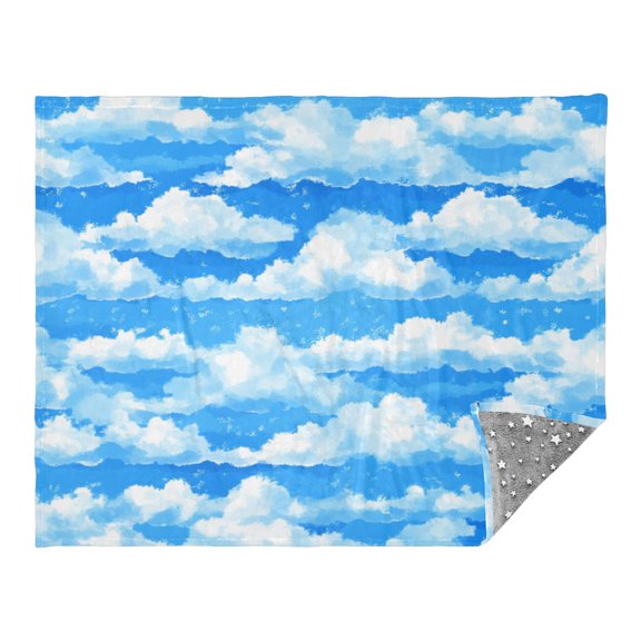 Fluffy White Clouds Camping Blankets Bed Throws and Cozy Travel Blanket Fluorescence 70x55in Double Sided