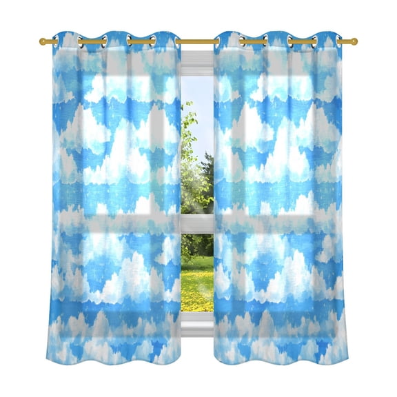 Fluffy White Clouds Breathable Sheer Curtains 63x52in Soft Light Filtering, UV Protection and Thermal Insulation