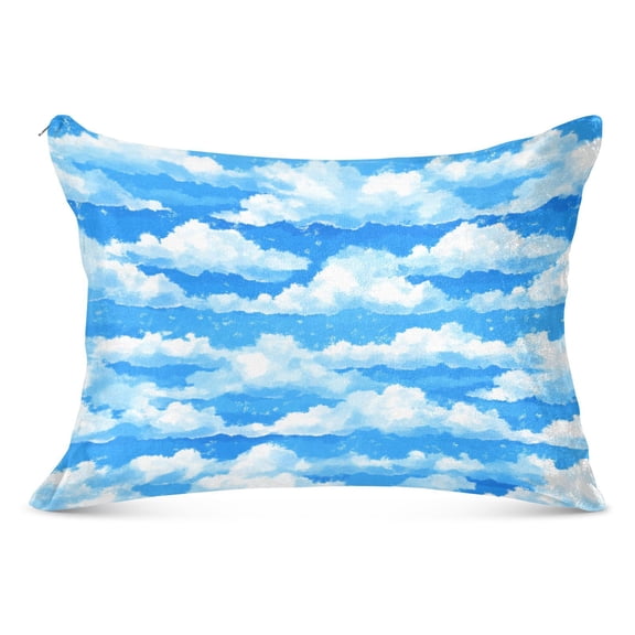 Fluffy White Clouds Soft Plush Pillow Cover, Zippered Design, Comfortable for Bedroom and Sofa