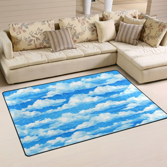 Fluffy White Clouds Soft Polyester Area Rug 31''x20'', Non Slip, Memory Foam, Water Absorbent