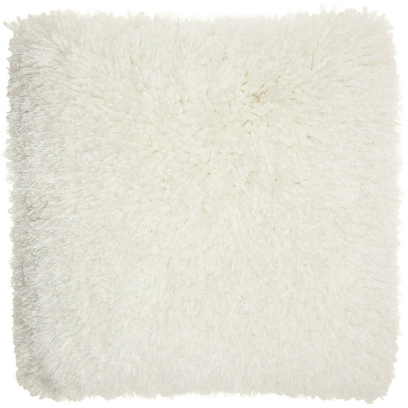 Fluffy White Shag Accent Throw Pillow