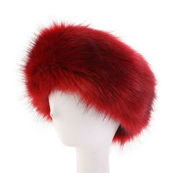 Fluffy Winter Hat Faux Fur Headband Elastic Winter Ear Warmer Fashion Ski Hat