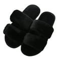 thumbnail image 1 of Fluffy Womens Slippers Faux Fur Slip On Orthotic Slippers with Arch Support for Plantar Fasciitis Relief-black, 1 of 5
