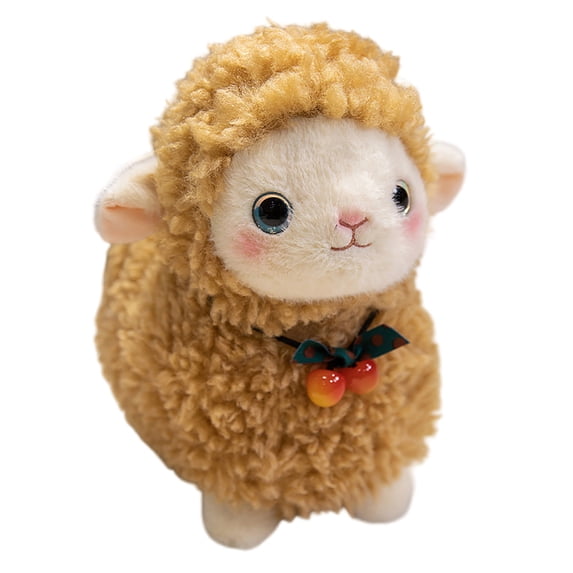 Fluffy Yellow Lamb Plush Toys Soft Stuffed Sheep Plushie Cute Cuddly Plush Animal for Nursery Decor Birthday Gifting Single Pack