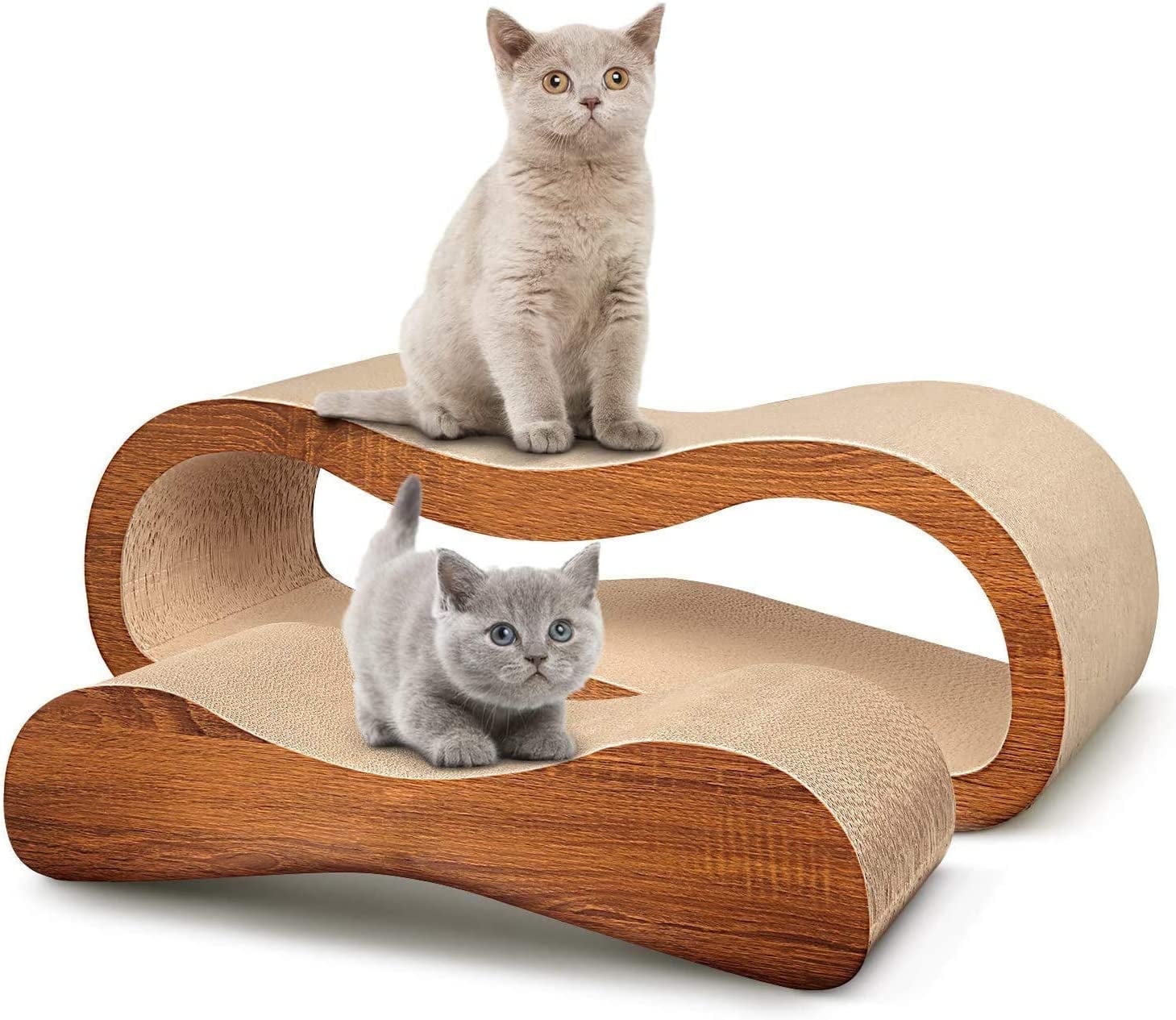 FluffyDream 2 in 1 Cat Scratching Lounge Bed with Durable Corrugated Cardboard