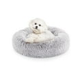 thumbnail image 1 of FluffyDream 24'' Dog Bed - Round Donut Washable Dog and Cat Bed in Shag Fur, Calming Dog Beds, Grey, 1 of 6