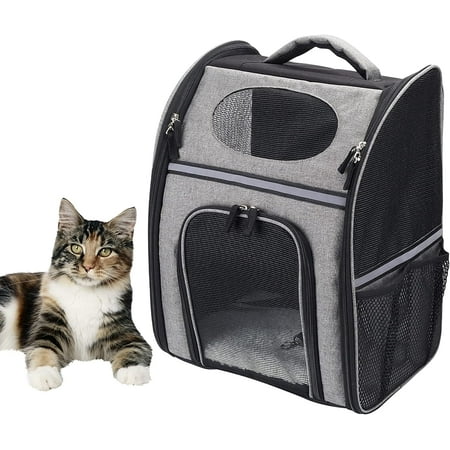 FluffyDream Cat Backpack, Dog Carrier Backpacks, Foldable Backpack, Ventilated Design, Up to 15.4 lbs,Large
