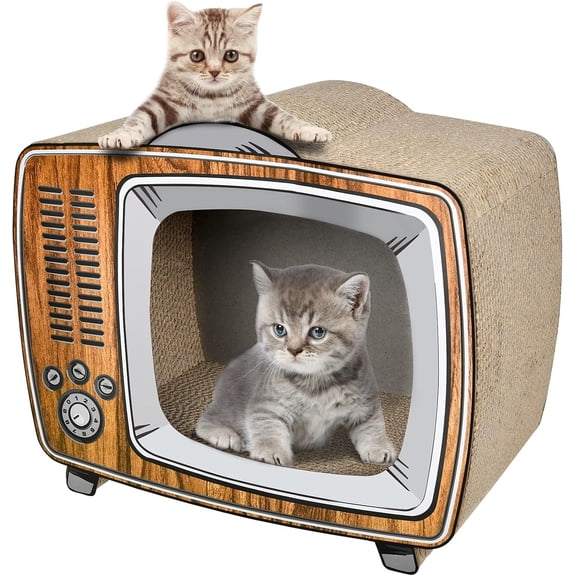 FluffyDream TV Cat Scratcher Cardboard Lounge Bed, Cat Scratching Board, Durable Board Pads Prevents Furniture Damage
