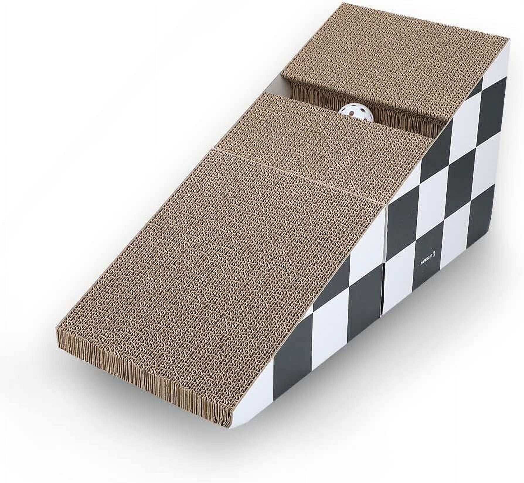Black and White Cardboard Cat Scratching Board with Ball