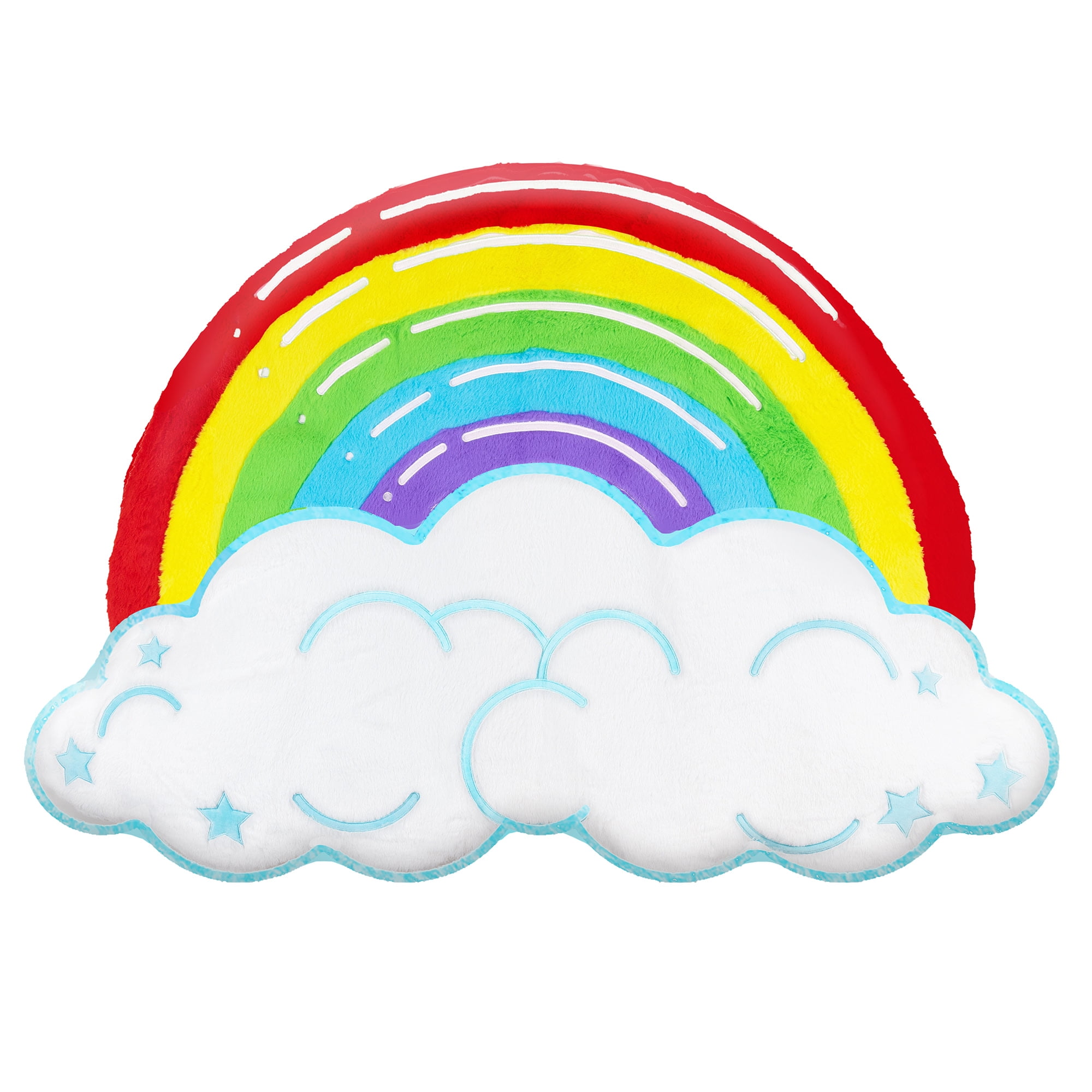FluffyFloor Cushion: Rainbow Cloud - Plush Inflatable Floor Pillow, 52x37" Soft Cozy Seat, Air Pump, Removable Cover, Colorful Room Decor, Kids Age 3+