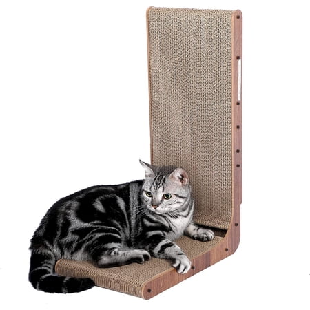 Fluffydream L-Shaped Cat Scratcher Build-in Toy Ball Track,Cardboard Lounge Bed