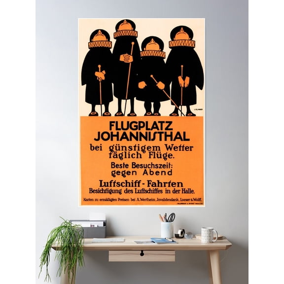 Flugplatz Johannisthal Airfield Berlin Germany 1924 Poster Art By Julius Klinger Poster Wall Art, Modern Wall Decor For Living Room Bedroom, 8x12 UNFRAMED