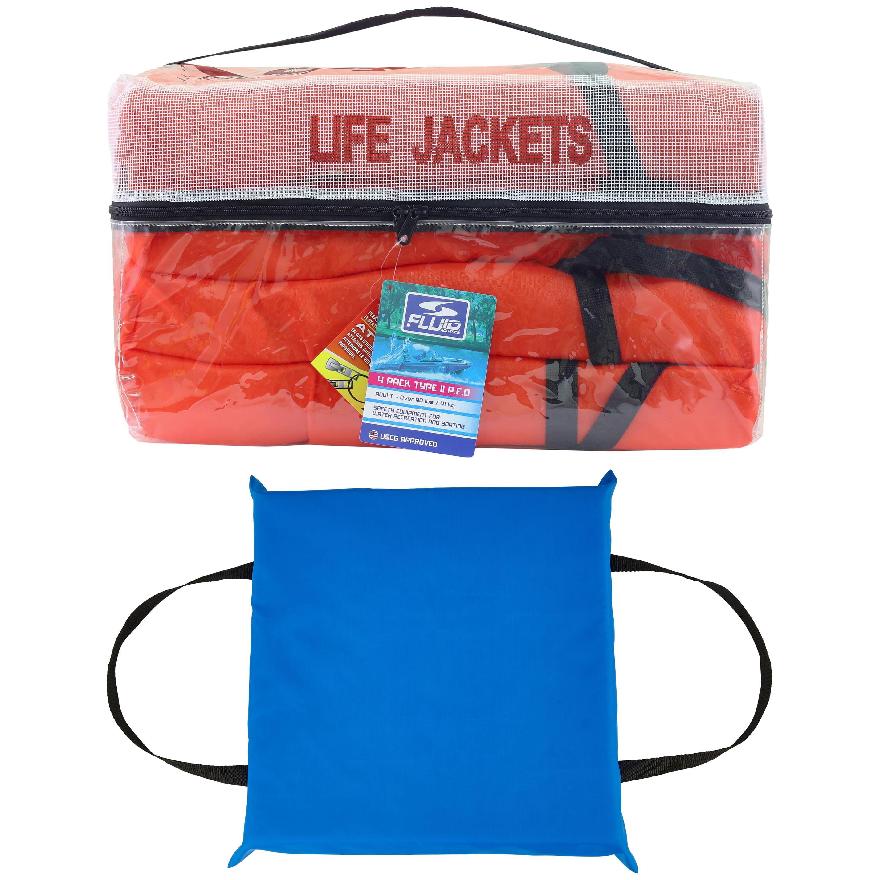 Fluid Adult USCG Type II Life Vest, 4 Pack, and X2O USCG Type IV