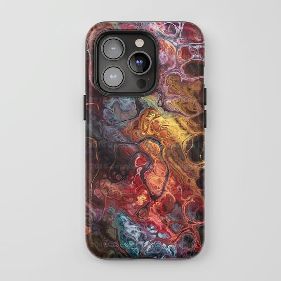Fluid Art For iPhone Protective Phone Case Abstract Design Vibrant Multicolor