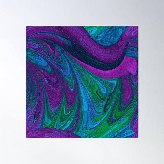 Fluid Art Wave Marble Pattern Poster Wall Art, Modern Wall Decor For Living Room Bedroom, 17x17 UNFRAMED