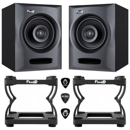Fluid Audio FX50 Pair of 5" Studio Monitors with 2x Stands and Guitar Picks