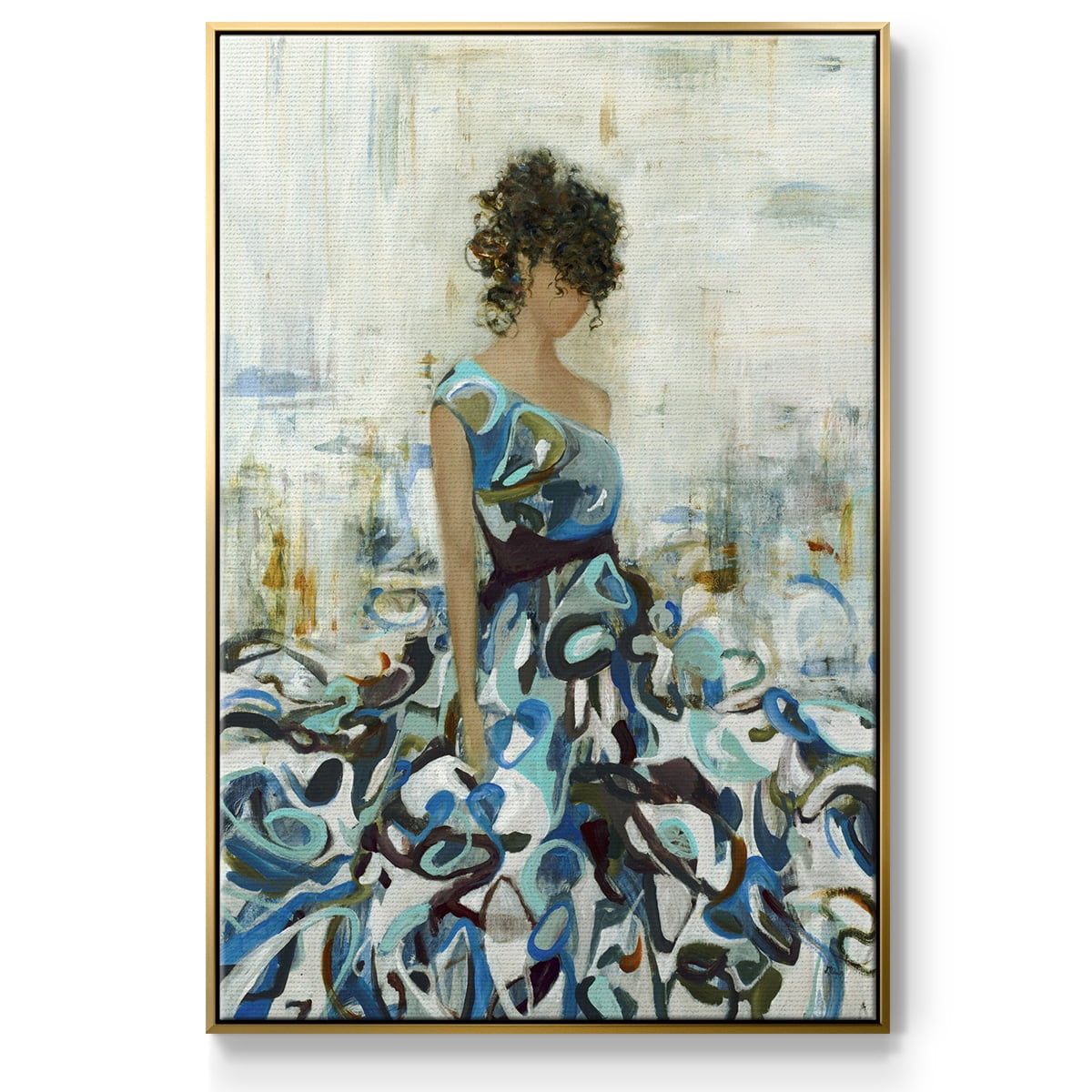 Fluid Beauty Framed Premium Gallery Wrapped Canvas - Ready to Hang - 25 x 37 - Gold Floating Frame