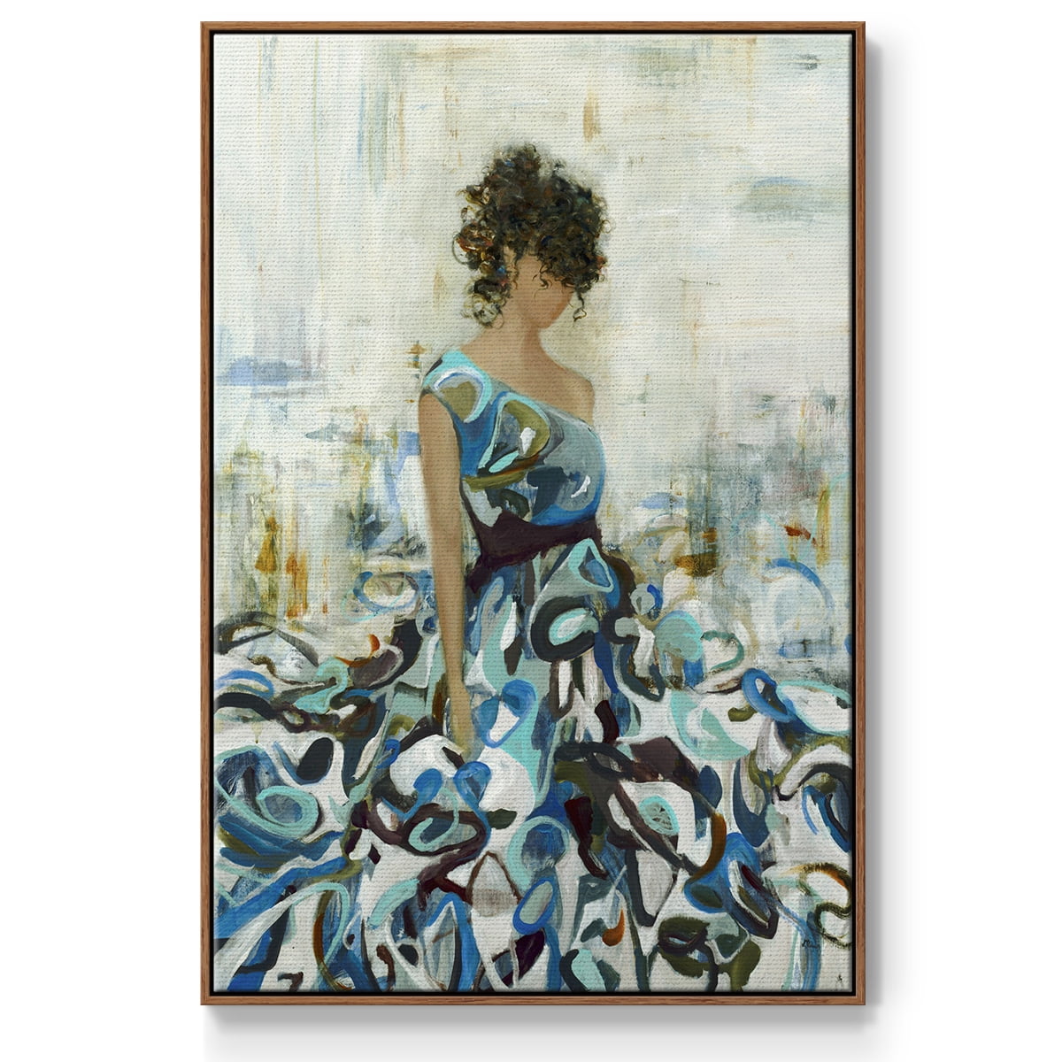 Fluid Beauty Framed Premium Gallery Wrapped Canvas - Ready to Hang - 25 x 37 - Walnut Floating Frame