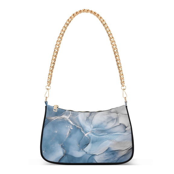 Fluid Blue Marble Womens Chain Shoulder Bag Tote Handbag Clutch Hobo Purse with Zipper for Travel Casual