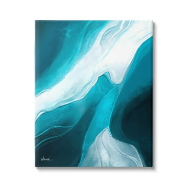 Fluid Blue Shapes Arrangement Abstract Graphic Art Gallery Wrapped Canvas Print Wall Art