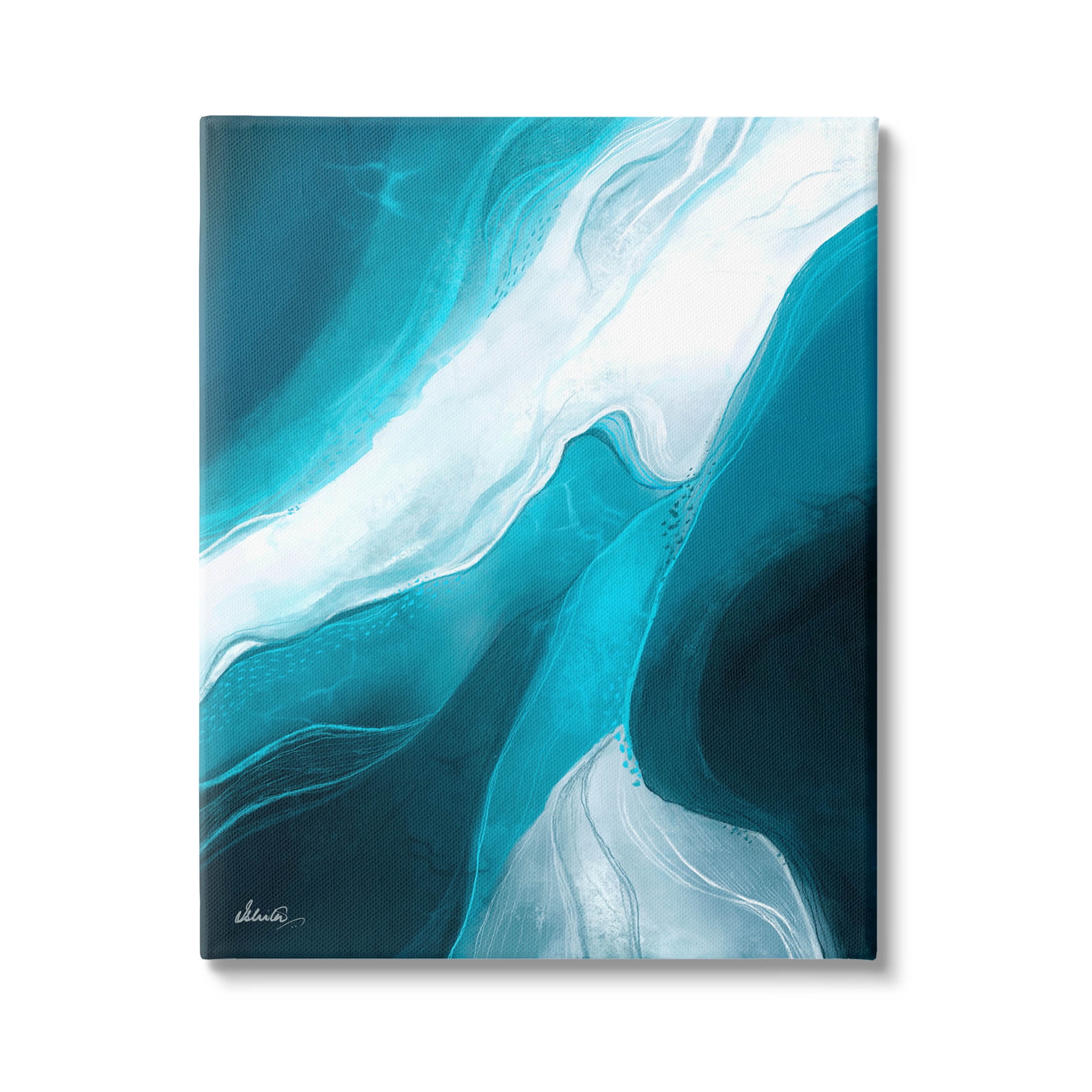 Fluid Blue Shapes Arrangement Abstract Graphic Art Gallery Wrapped Canvas Print Wall Art